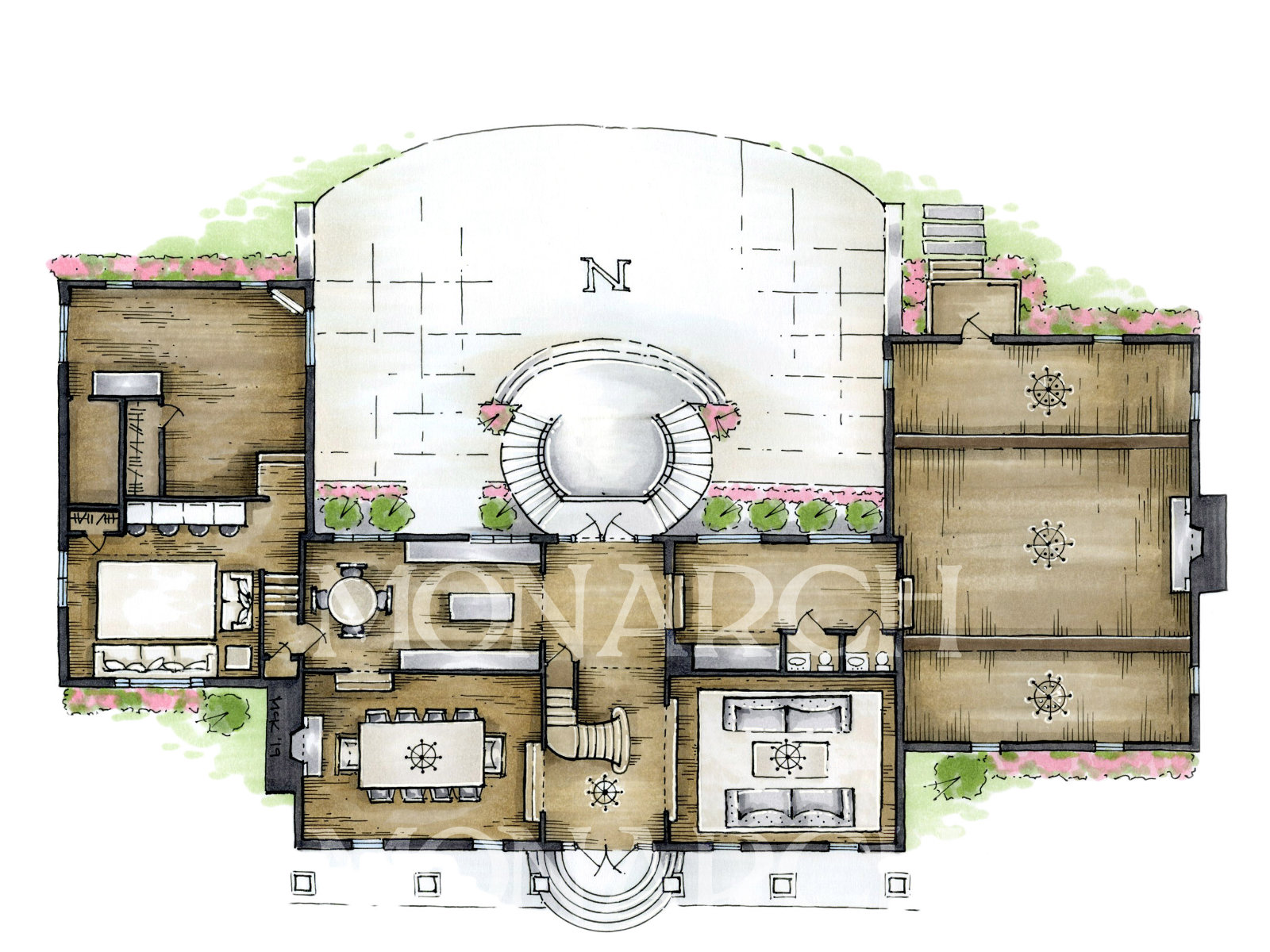 custom hand rendering of a wedding venue's floor plan
